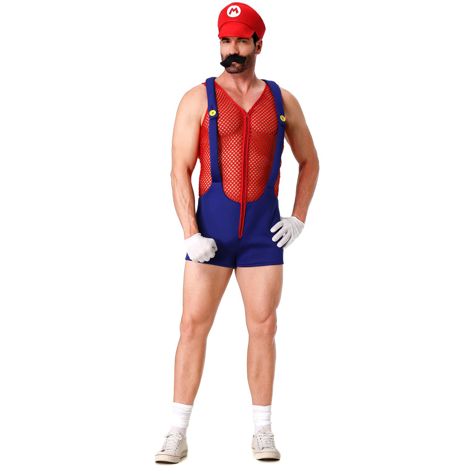 Mens Halloween Plumber One Piece Jumptsuit Costume for Carnival Party Dress up